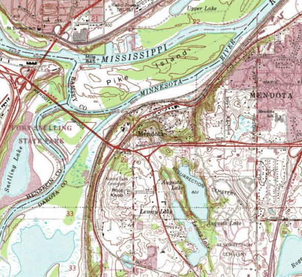 Topographic map of the Mendota Minnesota area