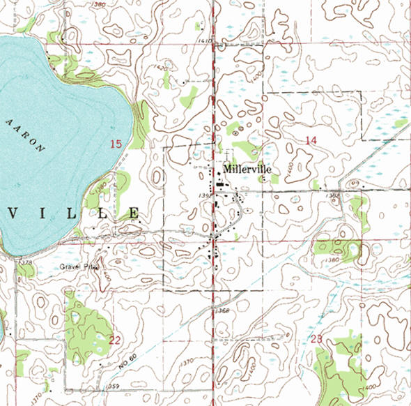 Topographic map of the Millerville Minnesota area