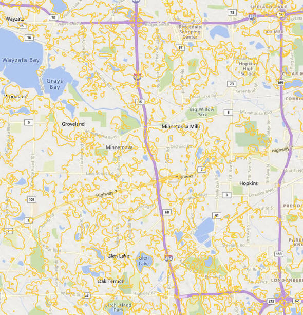 Topographic map of the Minnetonka Minnesota area