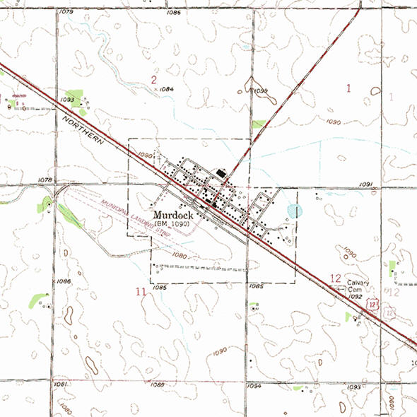 Topographic map of the Murdock Minnesota area