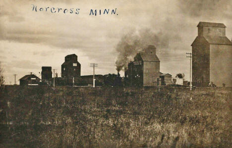 Elevators and Train, Norcross Minnesota, 1908