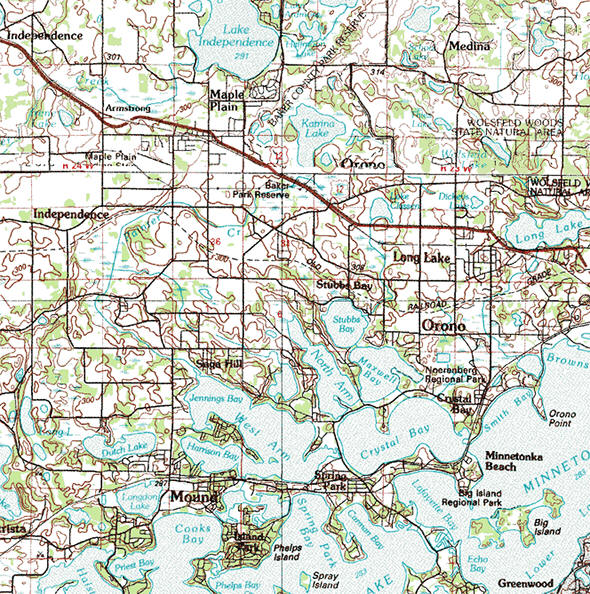 Topographic map of the Orono Minnesota area