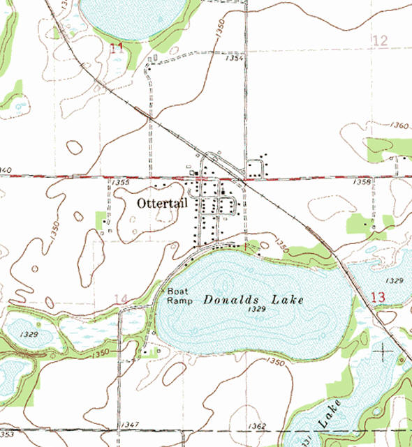 Topographic map of the Ottertail Minnesota area