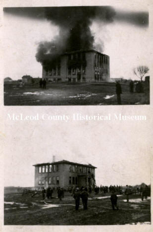 Fire at Plato School, Plato Minnesota, 1914