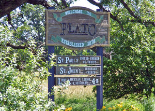 Welcome sign, Plato Minnesota