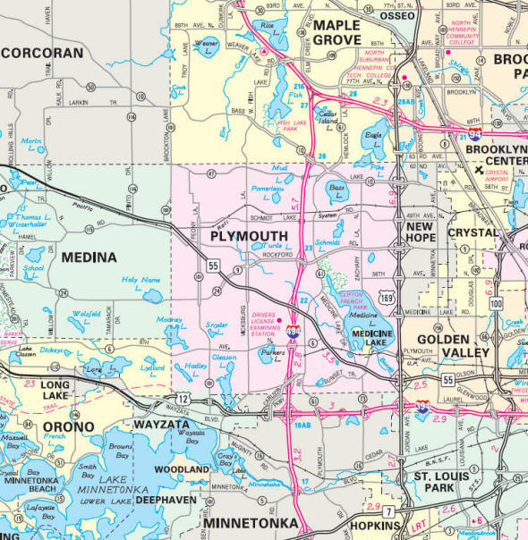 Minnesota State Highway Map of the Plymouth Minnesota area 