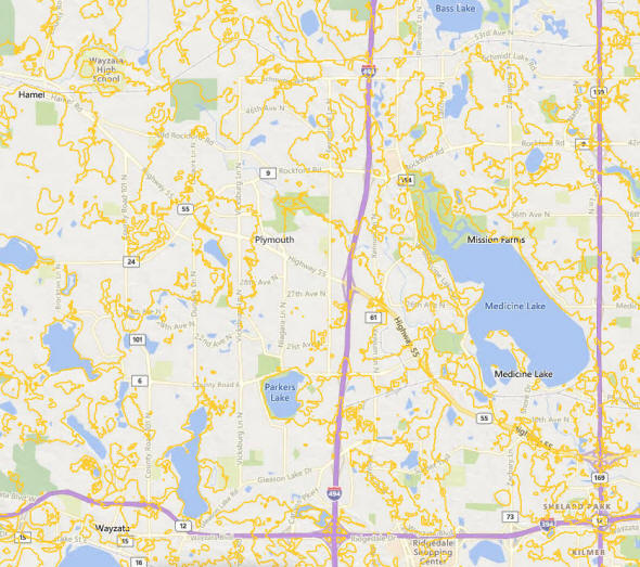 Topographic map of the Plymouth Minnesota area