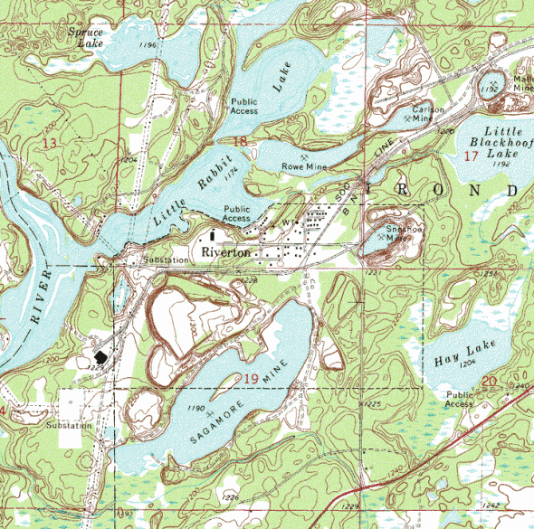 Topographic map of the Riverton Minnesota area