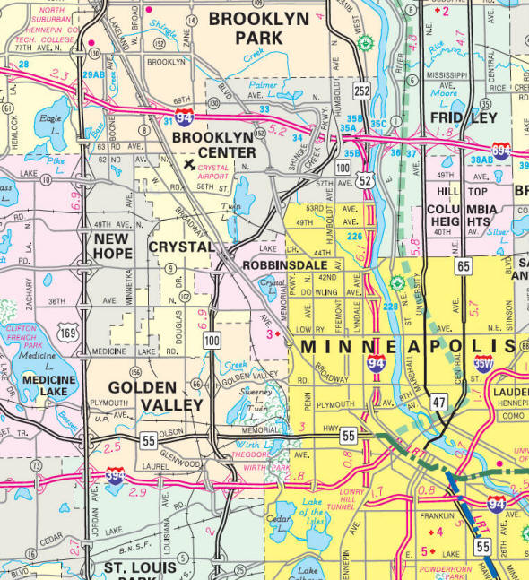 Minnesota State Highway Map of the Robbinsdale Minnesota area 