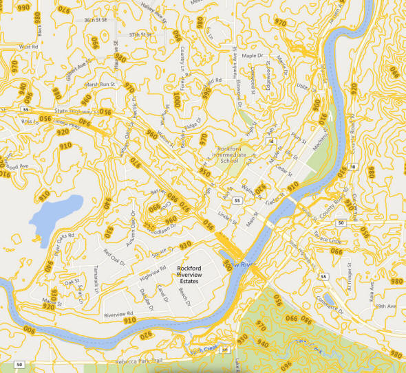 Topographic map of the Rockford Minnesota area