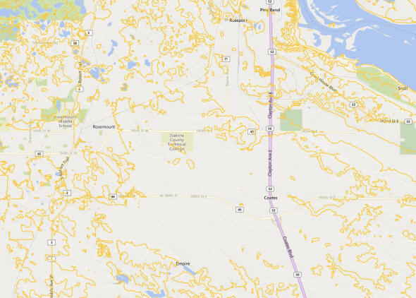 Topographic map of the Rosemount Minnesota area