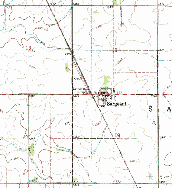 Topographic map of the Sargeant Minnesota area