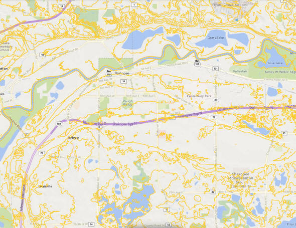 Topographic map of the Shakopee Minnesota area