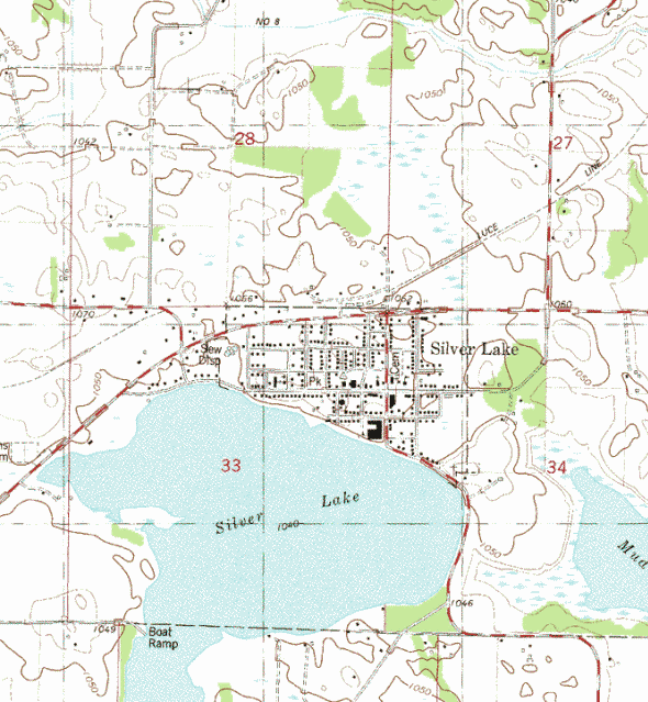 Topographic map of the Silver Lake Minnesota area