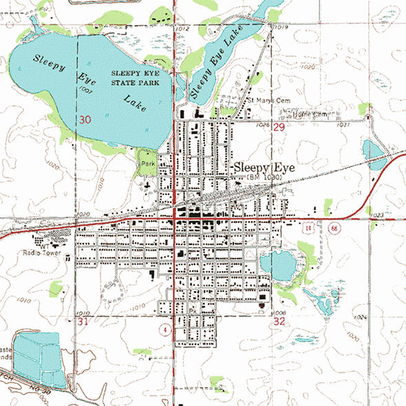 Topographic map of the Sleepy Eye Minnesota area