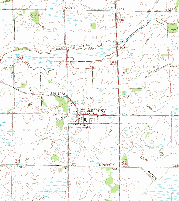 Topographic map of the St. Anthony Minnesota area