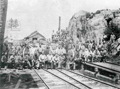 Workers at the A.M. Sawmill in Thomson, Minnesota, 1874