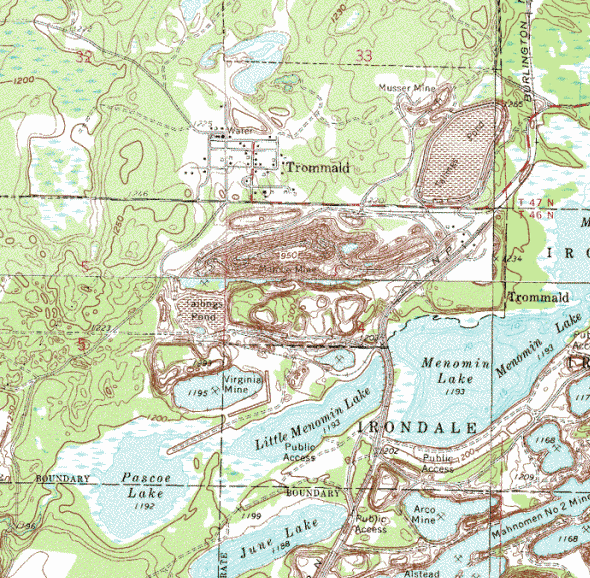 Topographic map of the Trommald Minnesota area