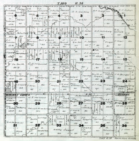 Plat map of North Hero Township in Redwood County Minnesota, 1916