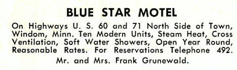 Blue Star Motel, Windom Minnesota, 1957