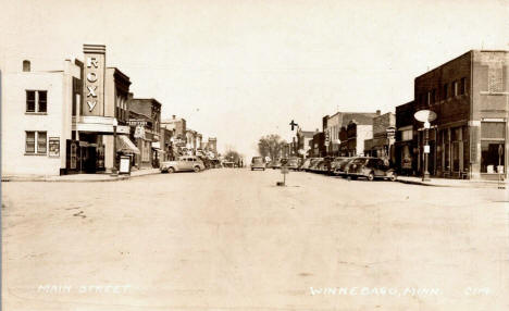 Main Street, Downtown Winnebago Minnesota, 1940's