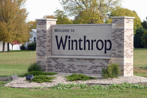 Welcome sign, Winthrop Minnesota, 2015