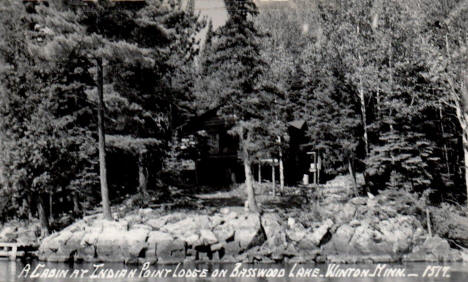 Cabin at Indian Point Lodge on Basswood Lake, Winton Minnesota, 1940's