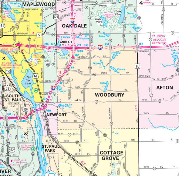 Minnesota State Highway Map of the Woodbury Minnesota area 