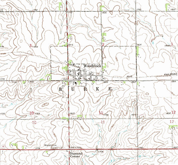 Topographic map of the Woodstock Minnesota area