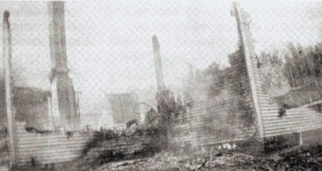 Remains of St. Martin Catholic Church after being struck by lightning, Woodstock Minnesota, 1942