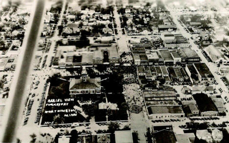 Aerial view, Turkey Day, Worthington Minnesota, 1950's