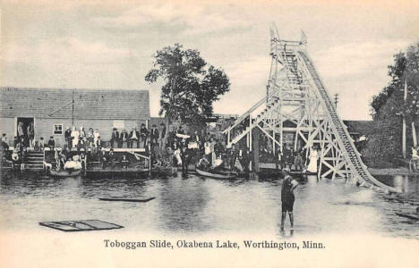 Toboggan slide, Lake Okabena, Worthington Minnesota, 1908