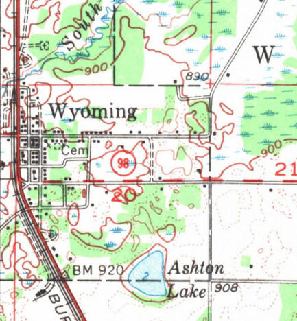 Topographic map of the Wyoming Minnesota area, 1955