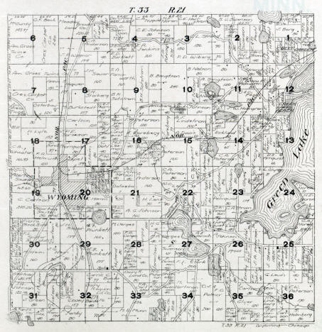 Plat map of Wyoming Township in Chisago County Minnesota, 1916