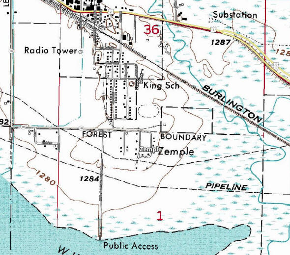 Topographic map of the Zemple Minnesota area