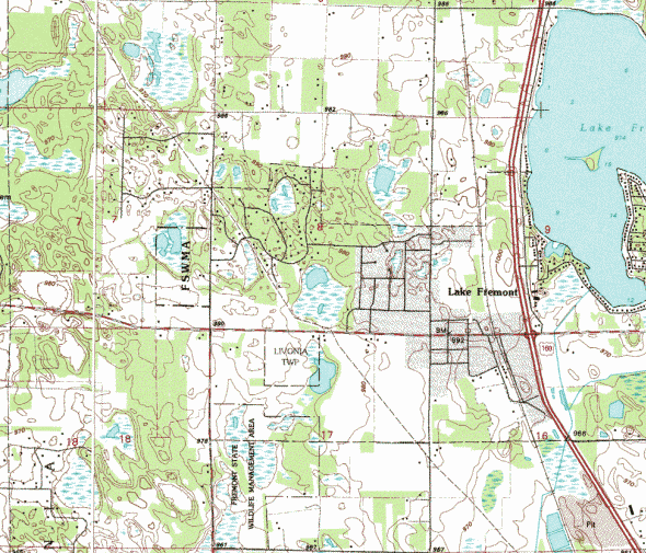 Topographic map of the Zimmerman Minnesota area