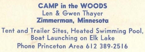 Camp in the Woods, Zimmerman Minnesota, 1960's