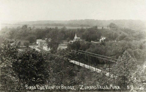 Birds eye view, Zumbro Falls Minnesota, 1910's