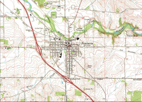 Topographic map of the Zumbrota Minnesota area, 1968