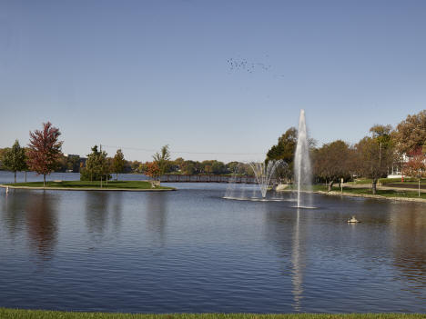 View of Fountain Lake in Albert Lea, Minnesota, 2019