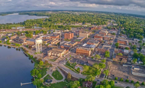 Aerial view of Downtown Albert Lea, Minnesota, 2022