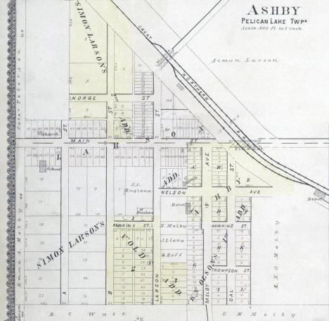 Plat Map of Ashby, Minnesota from 1900