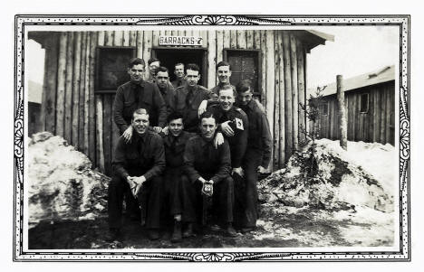 Group portrait at the Owen Lake CCC Camp near Chisholm, Minnesota, late 1930s