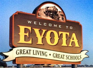 Welcome sign, Eyota, Minnesota