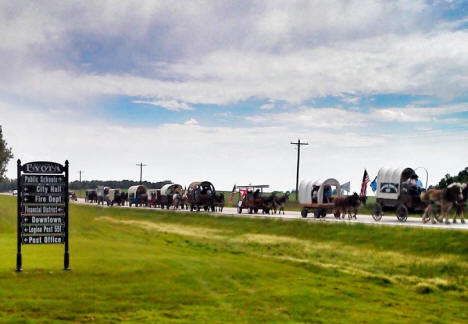 Camp Winnebago Wagon Train passing through Eyota, Minnesota, 2015