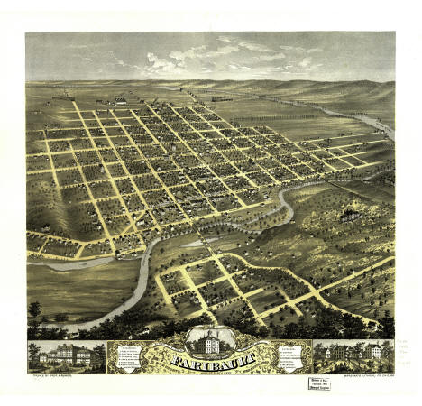 Birds-eye view of Faribault, Minnesota, 1869