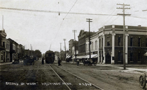 Second Street West with Interurban Streetcar, Hastings, Minnesota, 1912