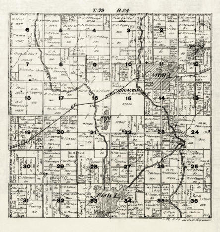 Plat Map of Arthur Township in Kanabec County, Minnesota, 1916