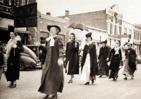 School Teachers parading, Lanesboro, Minnesota, 1945