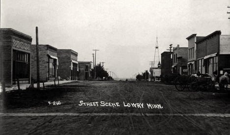 Street scene, Lowry Minnesota 1908